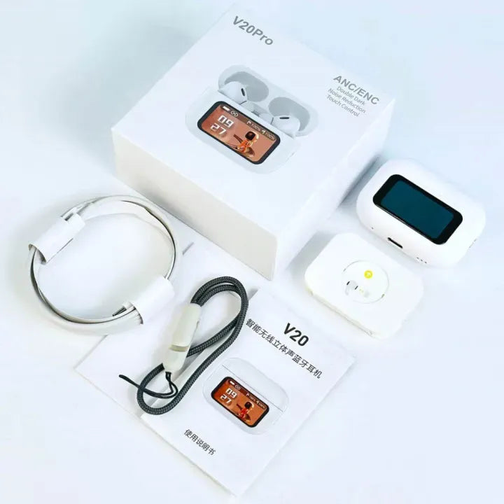 V20 Pro LCD AirPods | ANC & ENC Noise Cancelling